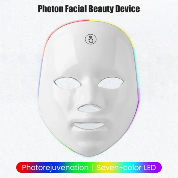 Masque Facial LED Rechargeable 7 couleurs, masque de beauté à photons LED, rajeunissement de la peau, Lifting du visage à domicile, dispositif de beauté blanchissant – Image 6