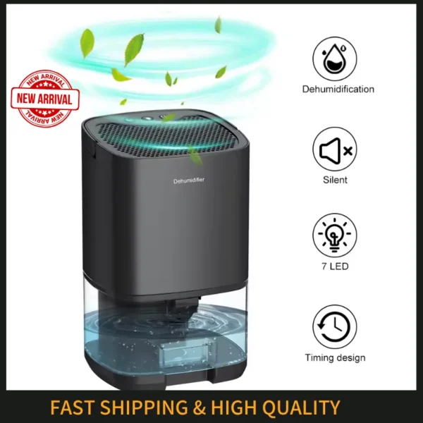 Déshumidificateur pour la maison, réservoir d'eau de 30 oz, (215 pieds carrés) déshumidificateurs pour chambre à coucher, salle de bain, sous-sol avec 7 lumières colorées