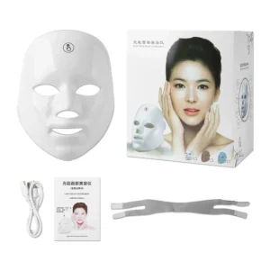 Masque Facial LED Rechargeable 7 couleurs, masque de beauté à photons LED, rajeunissement de la peau, Lifting du visage à domicile, dispositif de beauté blanchissant