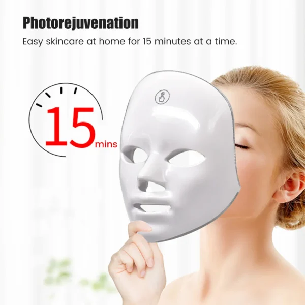 Masque Facial LED Rechargeable 7 couleurs, masque de beauté à photons LED, rajeunissement de la peau, Lifting du visage à domicile, dispositif de beauté blanchissant – Image 2